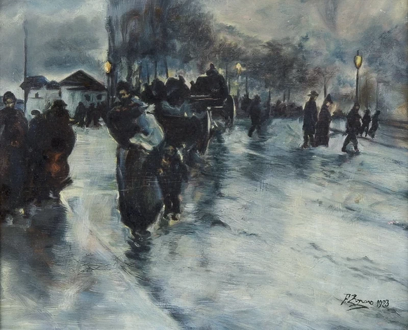 Scena di strada serale